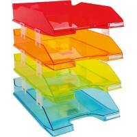 Exacompta Linicolour Harlequin Letter Trays PS (Polystyrene) Stackable A4+ Assorted Pack of 4