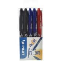 Pilot FriXion Erasable Rollerball Pen Medium 0.7 mm Black, Blue, Red Pack of 5