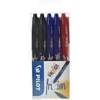 Pilot FriXion Erasable Rollerball Pens Medium 0.7 mm Black, Blue, Red Pack of 5