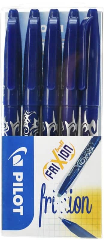 Pilot FriXion Ball non-retractable Rollerball Pen Blue 0.35 mm Medium Refillable 50% Recycled Pack of 5