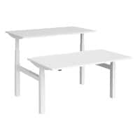 Elev8² Rectangular Sit Stand Back to Back Desk with White Melamine Top and White Frame 4 Legs Touch 1400 x 1650 x 675 - 1300 mm