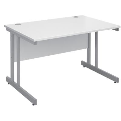 Rectangular Straight Desk with White MFC Top and Silver Frame Cantilever Legs Momento 1200 x 800 x 725 mm