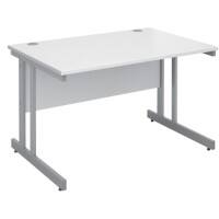 Rectangular Straight Desk with White MFC Top and Silver Frame Cantilever Legs Momento 1200 x 800 x 725 mm