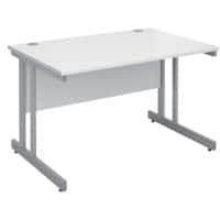 Rectangular Straight Desk with White MFC Top and Silver Frame Cantilever Legs Momento 1200 x 800 x 725 mm