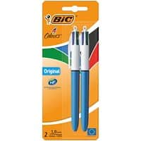 BIC 4 Colours Retractable Ballpoint Pen with Grip Medium 0.4 mm Pack of 2