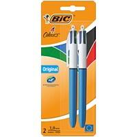 BIC 4 Colours 4 Colours retractable Ballpoint Pen Multicolour 0.4 mm Medium Ballpoint Refillable Pack of 2