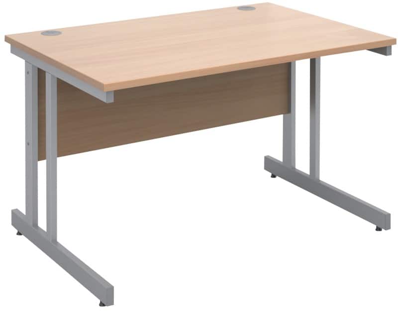 Dams international momento non height adjustable straight desk rectangular beech mfc (melamine faced chipboard) silver cantilever 1,200 x 800 x 725 mm