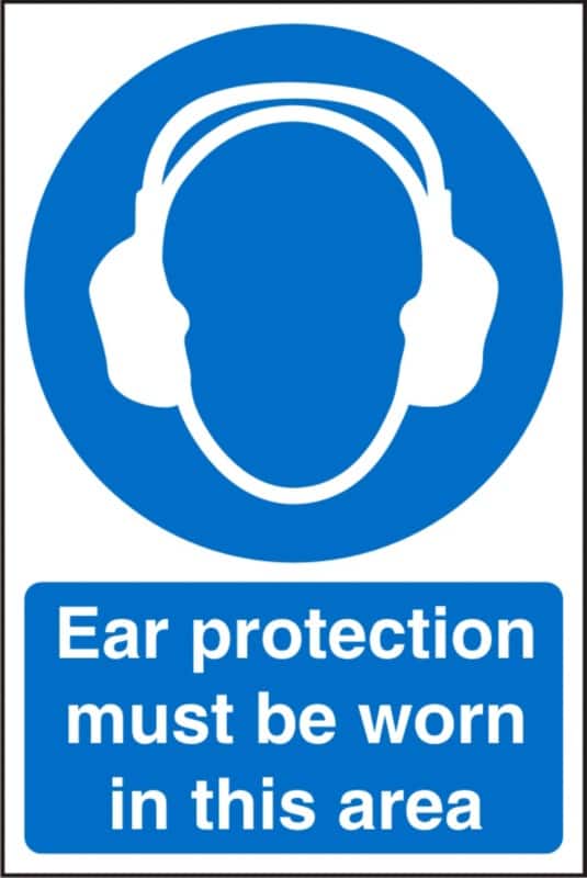 Safety Sign Ear Protection Area Adhesive Plastic 60 x 40 cm