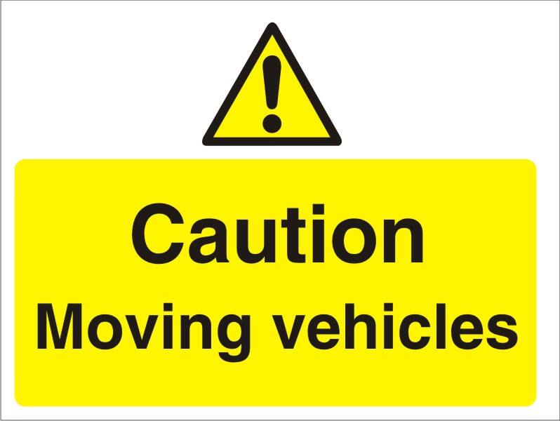 Warning Sign Moving Vehicles Freestanding Corrugated Board 30 x 40 cm