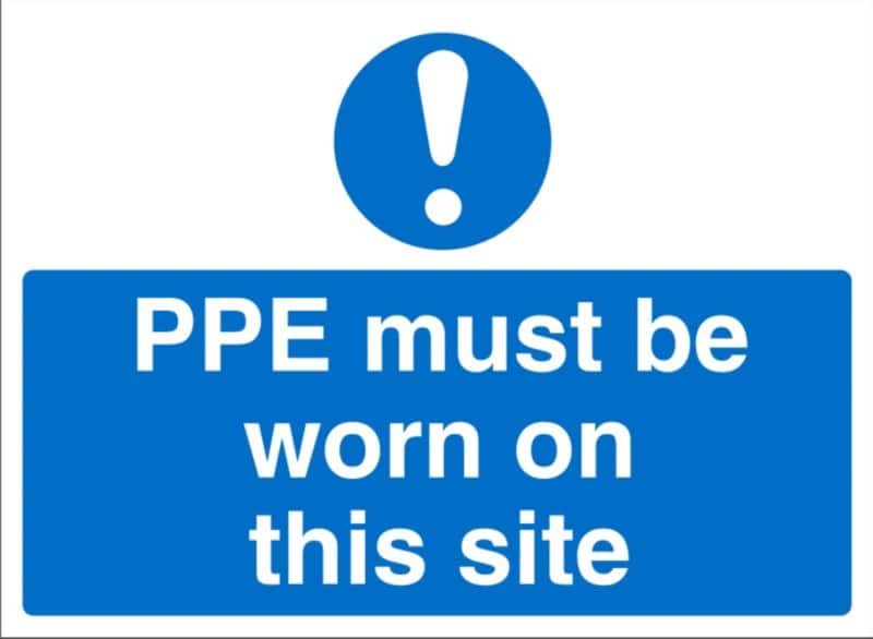 Mandatory Sign PPE Freestanding Corrugated Board 45 x 60 cm