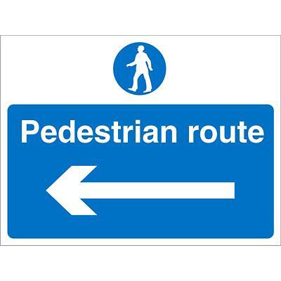 Site Sign Pedestrian Route with Left Arrow PVC 30 x 40 cm