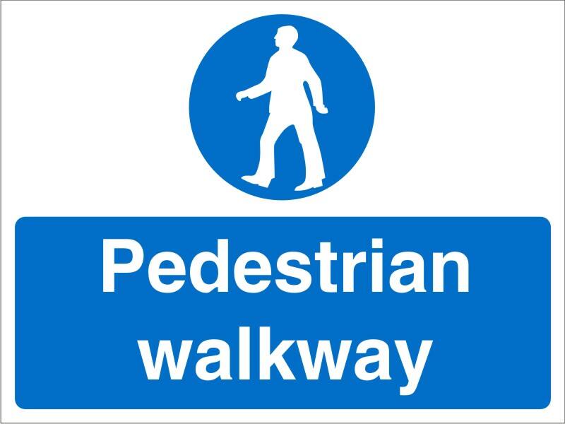 Mandatory Sign Walkway Freestanding Corrugated Board 45 x 60 cm