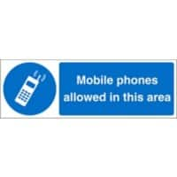 Mandatory Sign Mobiles Allowed Fluted Board 10 x 30 cm