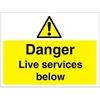 Warning Sign Live Services Fluted Board 45 x 60 cm