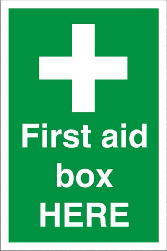 First Aid Sign First Aid Box Freestanding Corrugated Board 30 x 20 cm