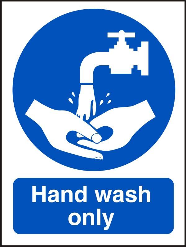 Sign Hand Wash Only Adhesive Vinyl 30 x 20 cm