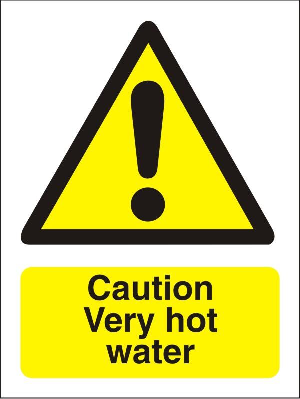 Sign Caution Very Hot Water Adhesive Vinyl 30 x 20 cm