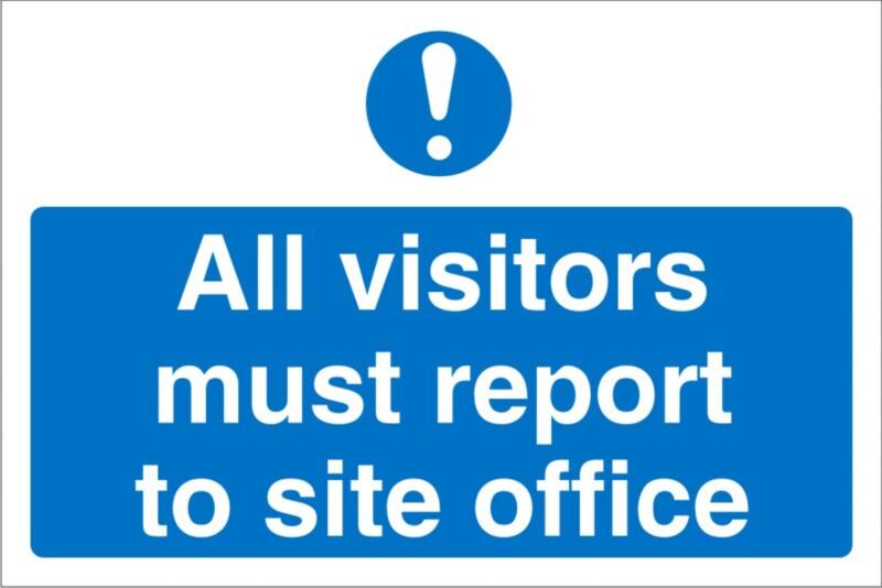 Mandatory Sign Visitors Report To Office Freestanding PVC (Polyvinyl Chloride) 30 x 40 cm