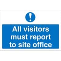 Mandatory Sign Visitors Report To Office Freestanding PVC (Polyvinyl Chloride) 30 x 40 cm