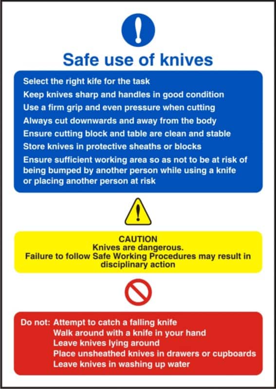 Sign Use Of Knives Adhesive Vinyl 20 x 15 cm