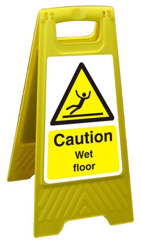 Freestanding Warning Sign Wet Floor PP (Polypropylene) 60 x 2.3 x 30 cm Yellow