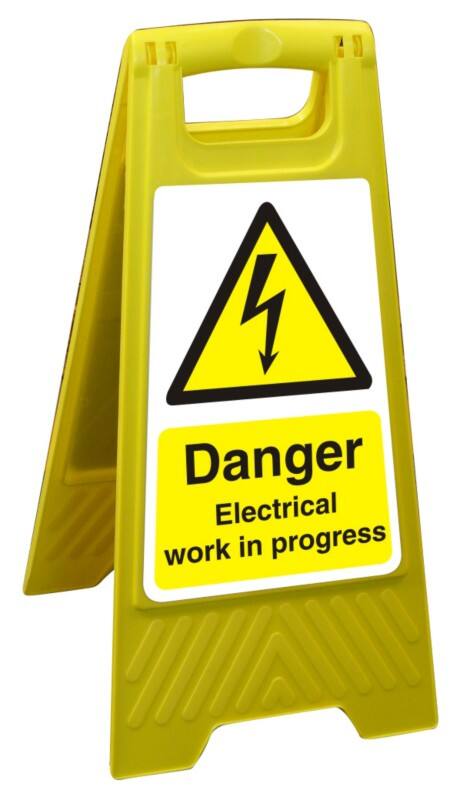 Warning Sign Electrical Work In Progress Freestanding PP (Polypropylene) 60 x 30 cm