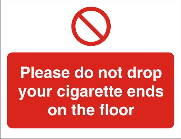Warning Sign Cigarette Ends Adhesive Plastic 30 x 40 cm