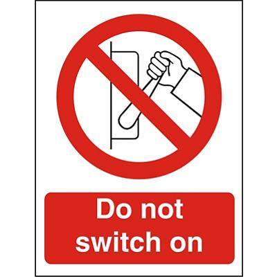 Prohibition Sign Do Not Switch On Vinyl 20 x 15 cm