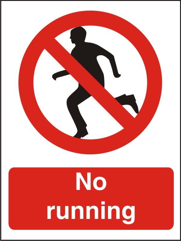 Warning Sign No Running Adhesive Vinyl 20 x 15 cm