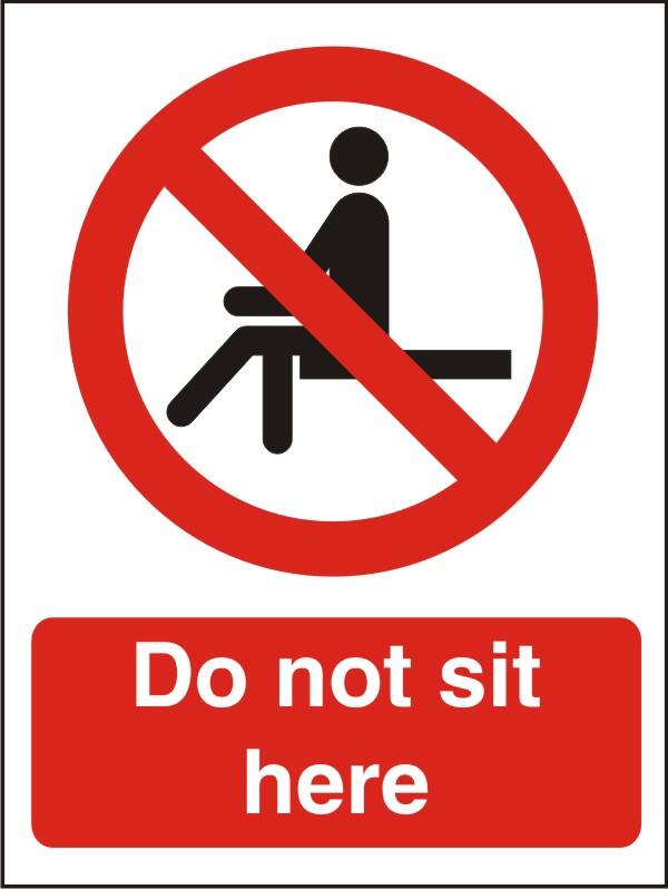 Warning Sign Do Not Sit Here Adhesive Plastic 20 x 15 cm