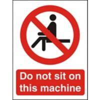 Prohibition Sign Do Not Sit On This Machine Vinyl 20 x 15 cm