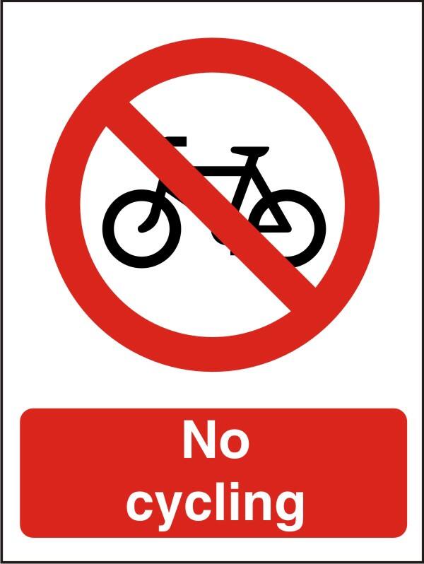 Warning Sign No Cycling Adhesive Vinyl 20 x 15 cm