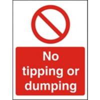 Prohibition Sign No Tipping Or Dumping Vinyl 20 x 15 cm