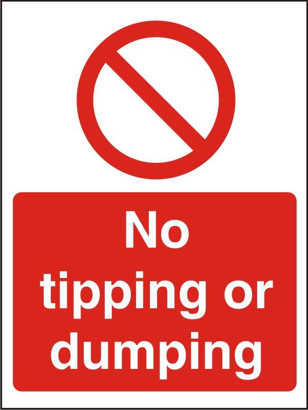 Warning Sign No Tipping Or Dumping Adhesive Plastic 40 x 30 cm