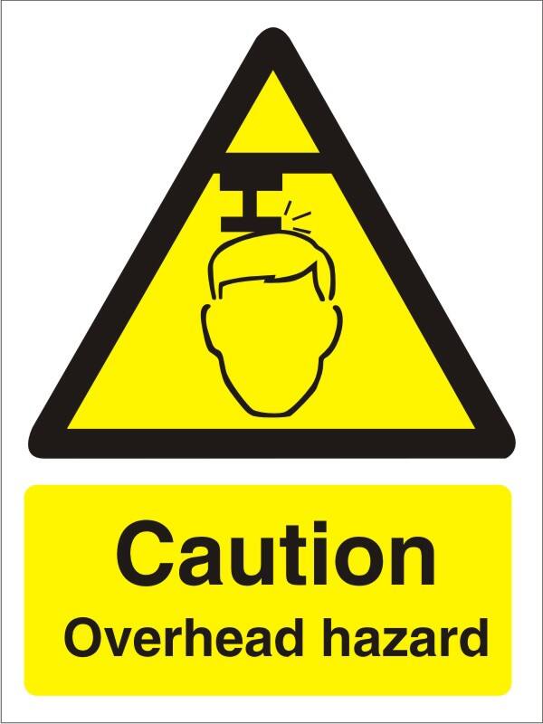 Warning Sign Overhead Hazard Adhesive Plastic 30 x 20 cm