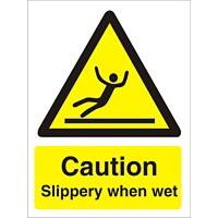 Warning Sign Slippery When Wet Vinyl 20 x 15 cm