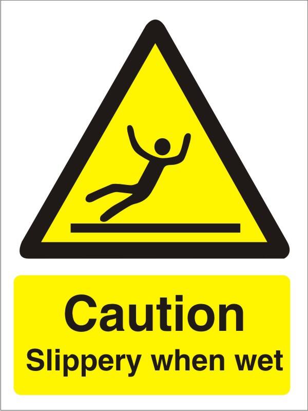 Warning Sign Slippery When Wet Adhesive Plastic 20 x 15 cm