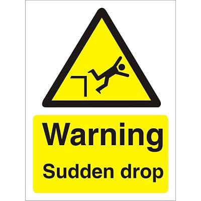 Warning Sign Sudden Drop Vinyl 40 x 30 cm
