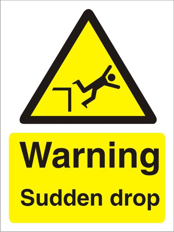 Warning Sign Sudden Drop Adhesive Plastic 20 x 15 cm