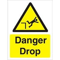 Warning Sign Danger Drop Vinyl 20 x 15 cm