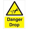 Warning Sign Danger Drop Vinyl 20 x 15 cm