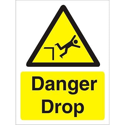 Warning Sign Danger Drop Vinyl 30 x 20 cm