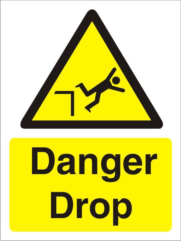 Warning Sign Danger Drop Adhesive Plastic 20 x 15 cm