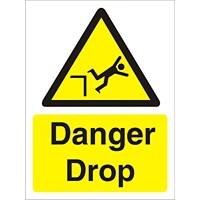 Warning Sign Danger Drop Plastic 30 x 20 cm