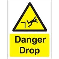 Warning Sign Danger Drop Adhesive Plastic 30 x 20 cm
