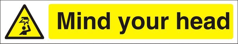 Warning Sign Mind Your Head Adhesive Vinyl 10 x 60 cm