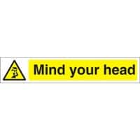 Warning Sign Mind Your Head Plastic 10 x 60 cm