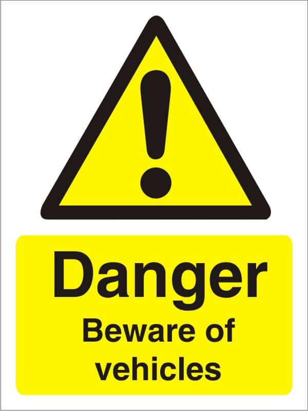 Warning Sign Beware Of Vehicles Adhesive Vinyl 30 x 20 cm