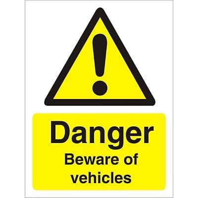 Warning Sign Beware Of Vehicles Vinyl 30 x 20 cm