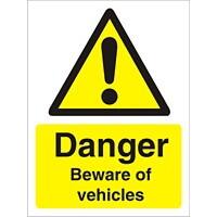 Warning Sign Beware Of Vehicles Vinyl 40 x 30 cm